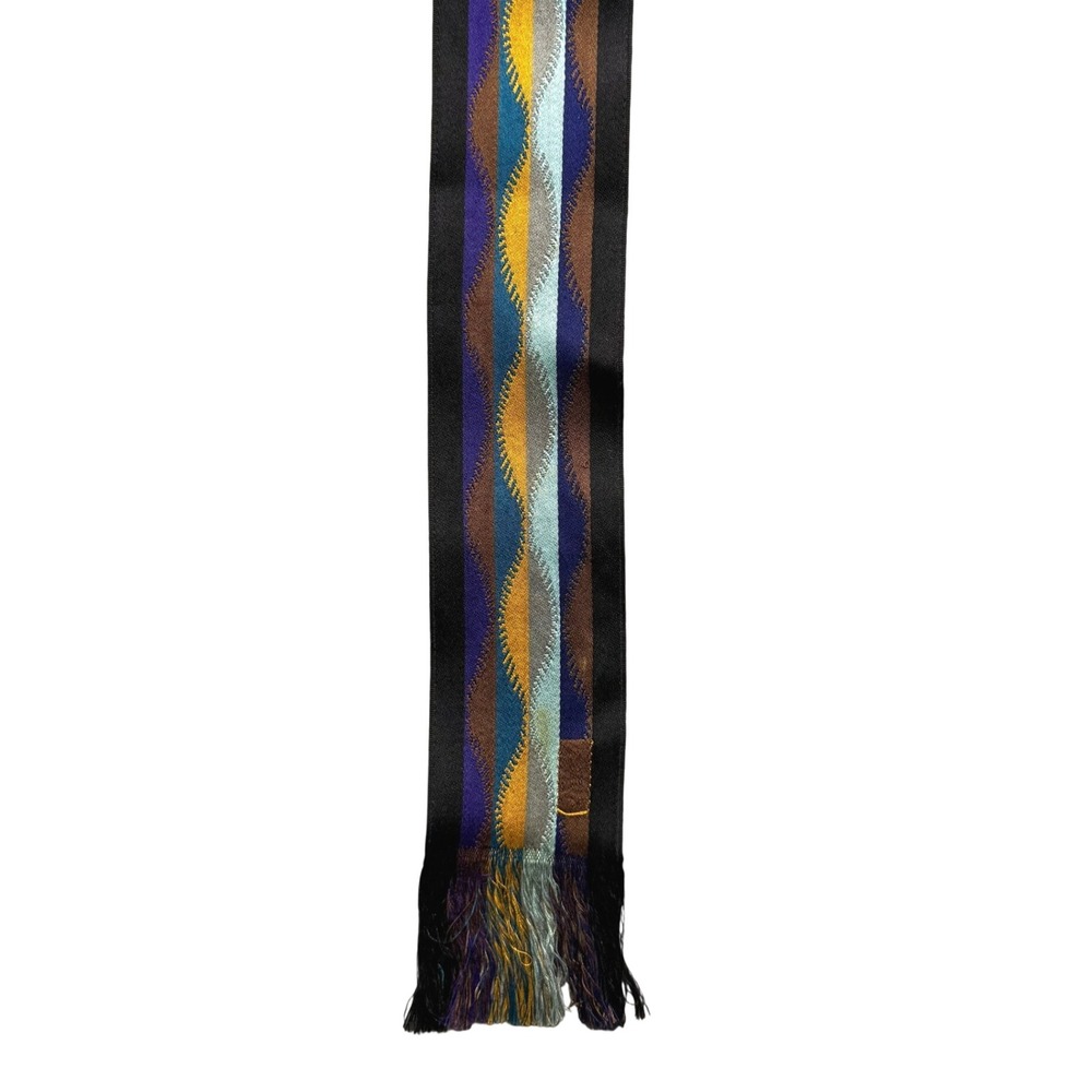 Kenzo Obi Belt Women OS Multicolor Fair Silk Vintage 90s Fringed Wrap Sash